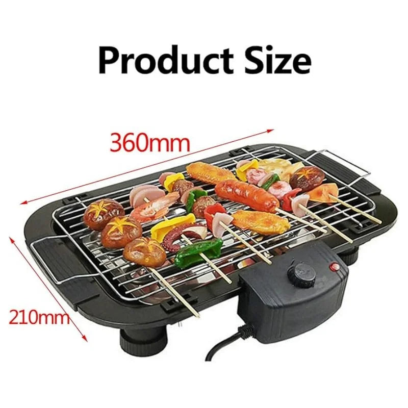 BBQ Electric Grill, Removable Grill Rack, 5 Adjustable Temperatures, Portable 1500 Watts, For Indoor/Outdoor/Camping