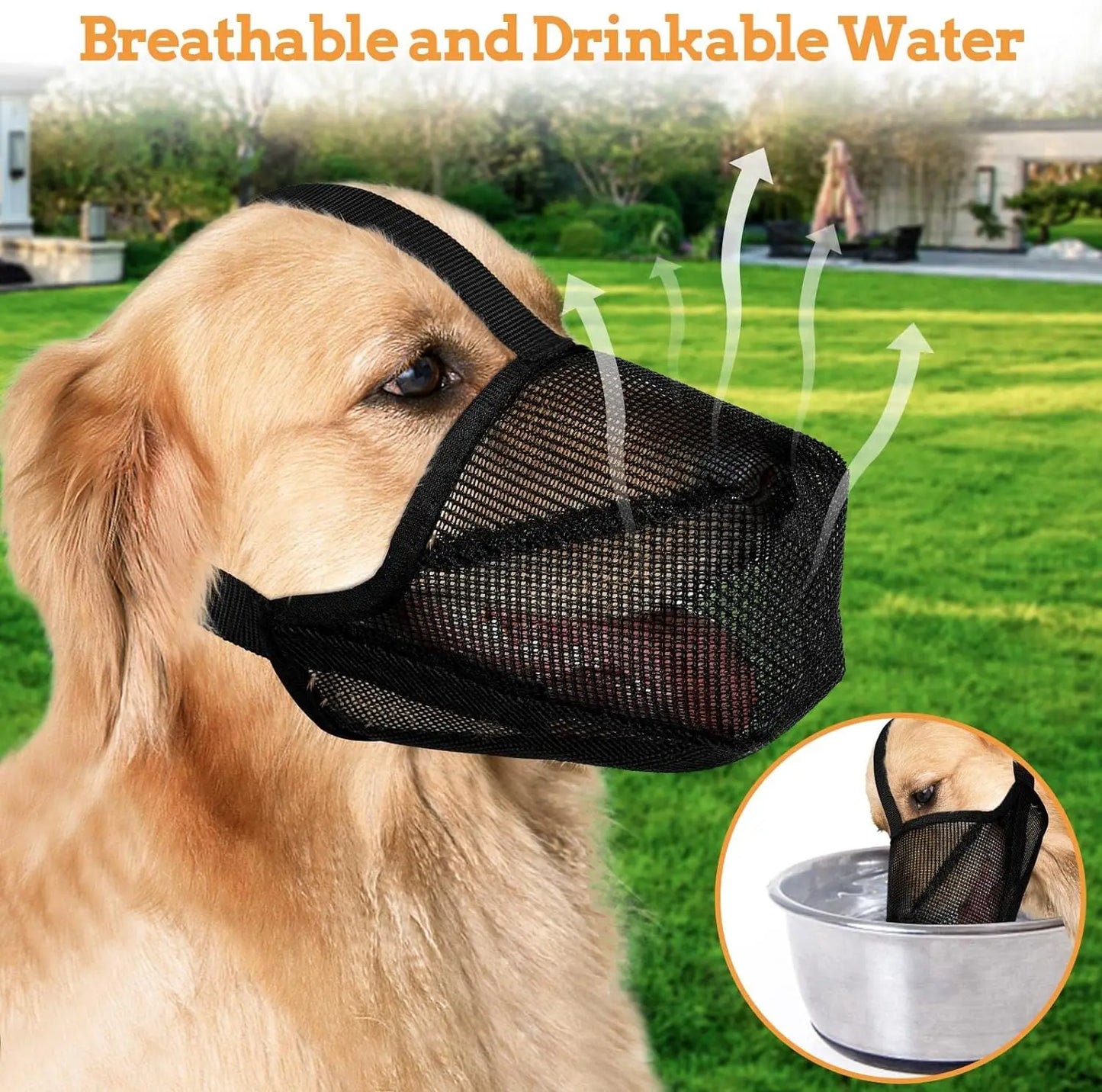 Dog Muzzle, Soft Mesh Covered Muzzles  Poisoned Bait Protection With Adjustable Straps, Prevent Biting Chewing And Licking