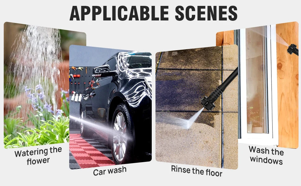 Cordless Pressure Washer, Portable Power Washer with  4.0Ah Battery 6-in-1 Nozzle, Handheld Brushless High-Pressure Car Washer