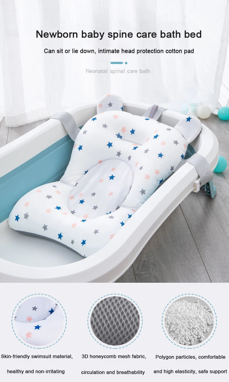 Baby Bath Seat Support Mat  Infant Anti-Slip Soft Comfort Body Cushion Foldable Baby Bath Tub Pad Chair Newborn Bathtub Pillow