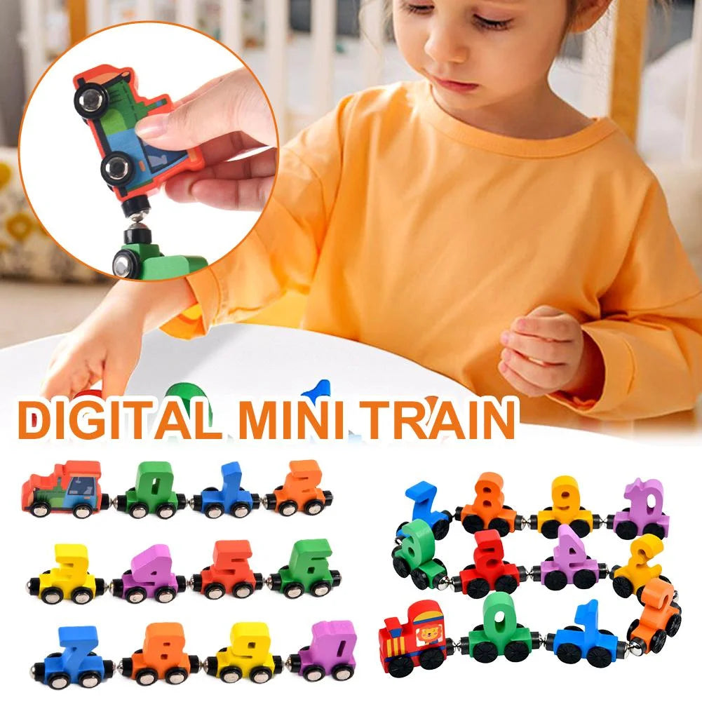 Colorful Building Blocks Number Digital Magnetic Wooden Train Toys Educational Hand-eye Coordination Magnetic Digital Train