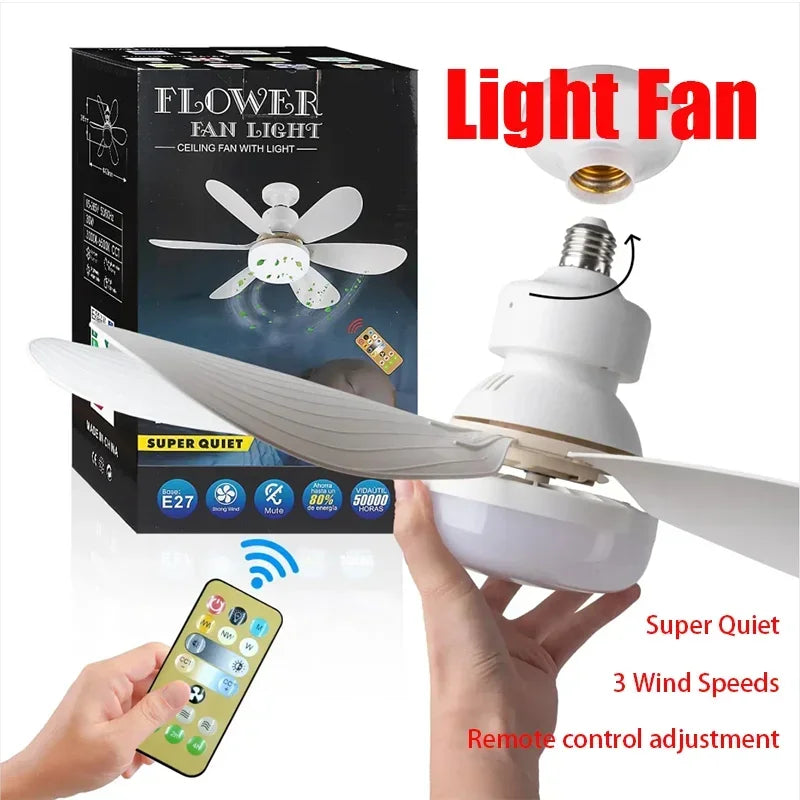 E27 with Remote LED 40W Ceiling Fan Light  Dimming Function  Suitable for Living Room Study and Home use  85-265V