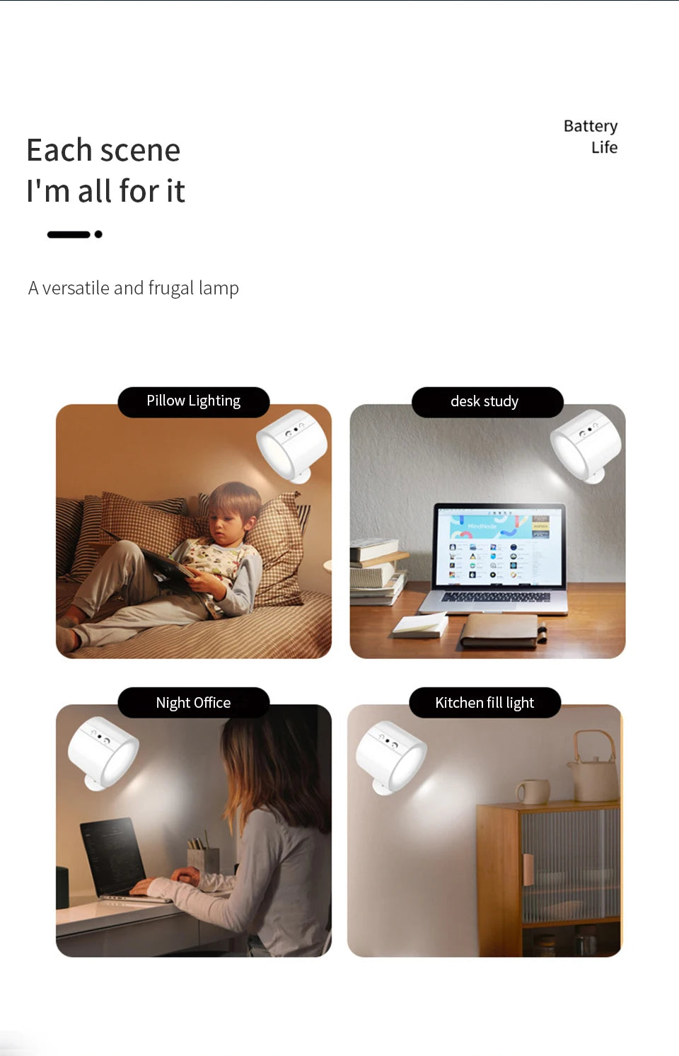 LED Wall Sconces Light Touch Control Double Head Wall Lamp 360 Rotatable 3Colors Wall Lights Wireless Night Lights For Bedroom