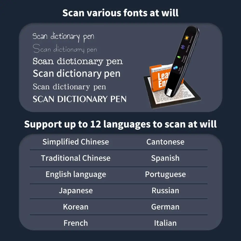 Portable Scanner Mini Handheld Document A4 Book Scanner for JPG PDF Format 300/600/900 DPI Scan Reader Pen Languages Translation