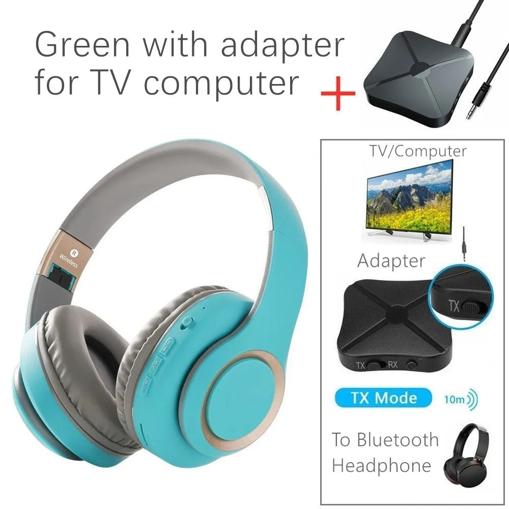 Shoumi 15 Hours Play Wireless Headset Bluetooth Television Headphone with Mic,Bluetooth Adapter Built-in Battery,for TV Computer