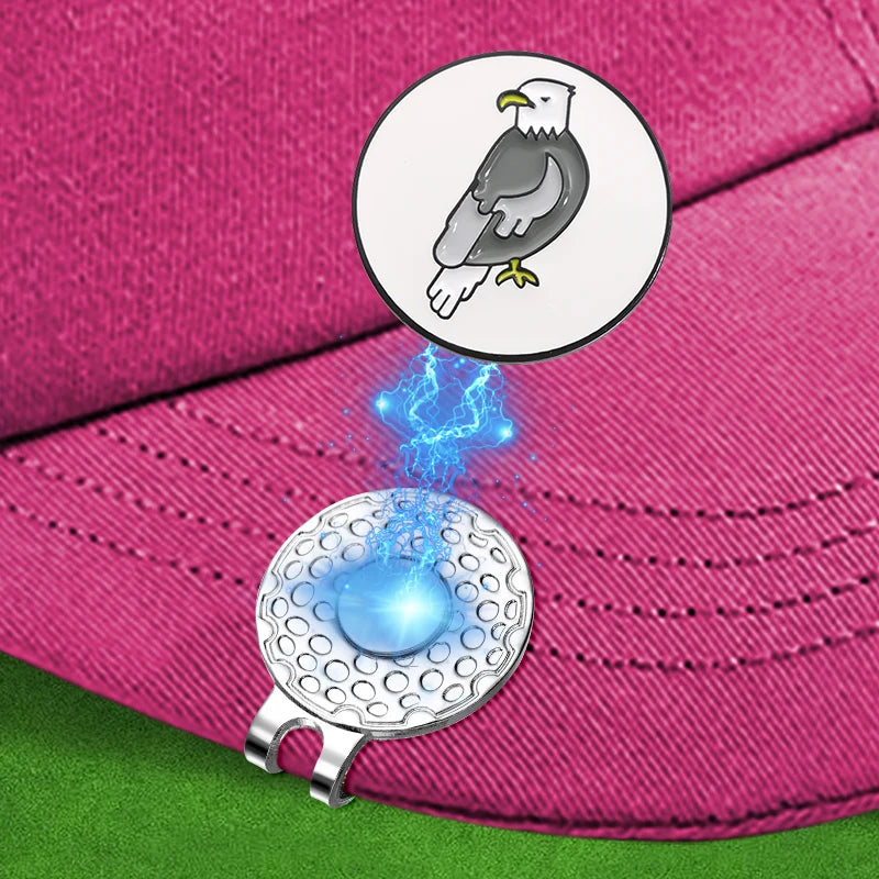 Magnetic Golf Ball Marker Hat Clips Funny Cartoon Print Accessories for Golf Cap Metal Decorative Jewelry Gift for Golf Lover