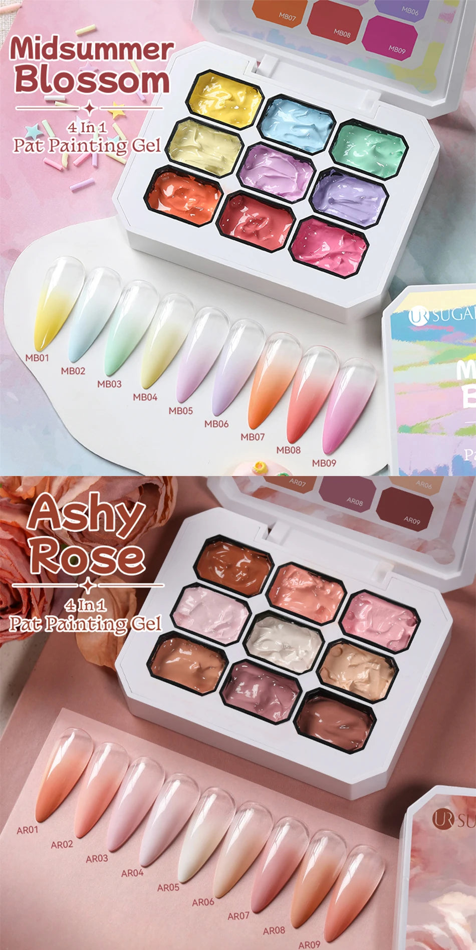 UR SUGAR 9 Colors Pat Painting Gel Nail 4 In 1 Semi Permanent Soak Off UV LED Nails Used For Gradient Stamping Pattern