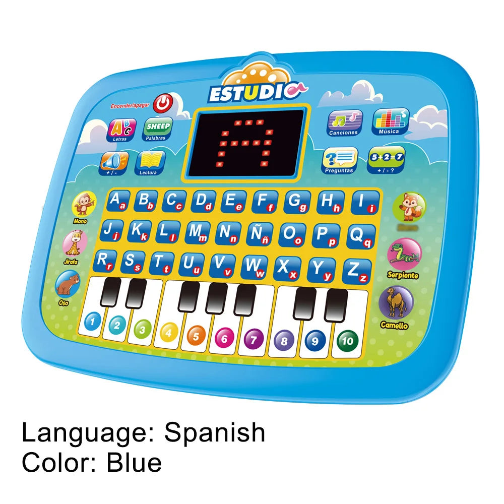 English/Spanish/Russian/Portuguese Interactive Learning Tablet for Kids 3-5, Educational Toys Learn Alphabet, Number, Music & Wo
