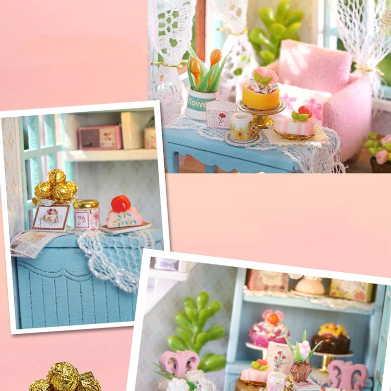 DIY Wooden Doll Houses Mini Assembly Handmade Small House Creative Scene Decoration DollHouse For Toys Birthday Gifts