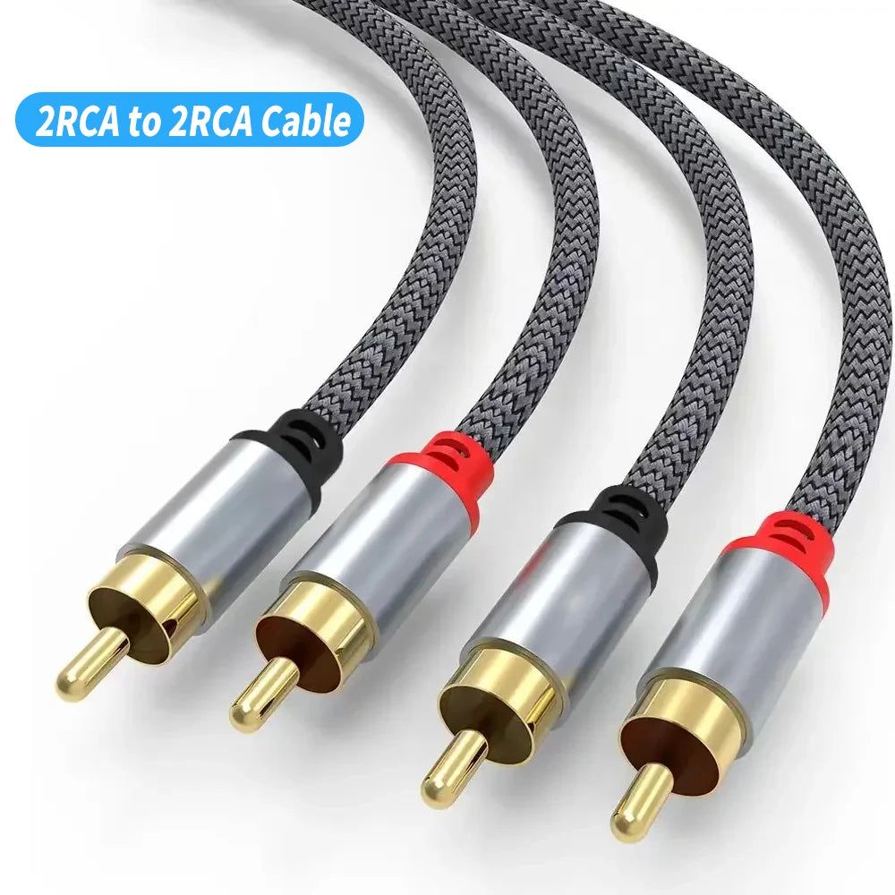 RCA Cable 2 RCA to 2 RCA Male to Male Stereo Audio Aux Cable Jack for HDTV Home Theater DVD Loudspeaker Box Power Amplifier 5m