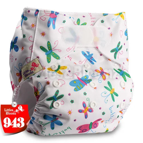 [Littles&Bloomz] Baby Washable Reusable Real Cloth STANDARD Hook-Loop Pocket Nappy Diaper Cover Wrap, suits Birth to Potty