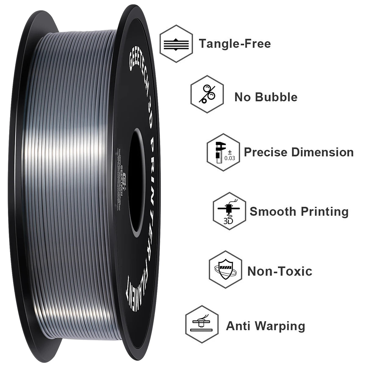 Geeetech 3d printer Filament PLA PETG Plastic 1kg 1.75mm,Tangle-Free, 3d printing wire materials, black, white, vacuum packaging