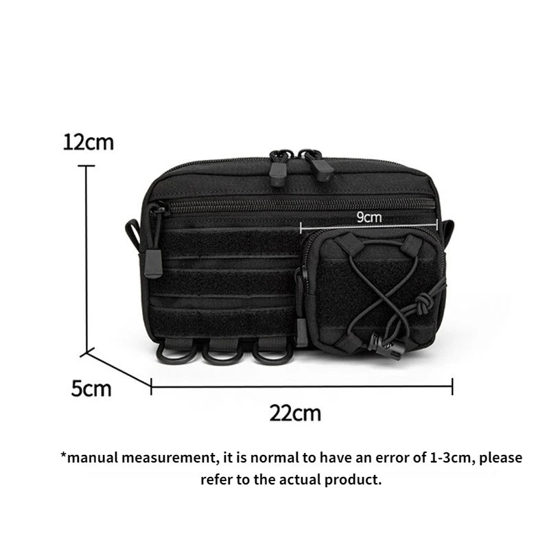 Tactical Molle Horizontal Admin Pouch with Front Drawstring Pocket EMT Pouch EDC Utility Orgaznier Bag Hunting Fanny Pack