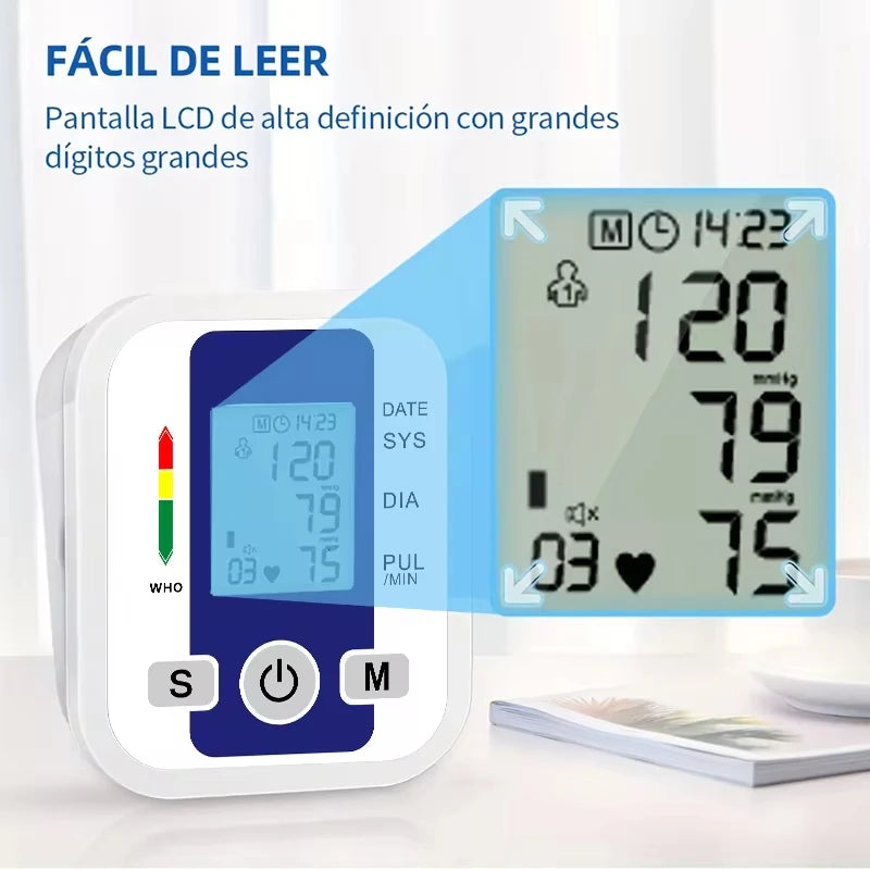 LCD Portable Health Care Pulse Meter BP Monitor Automatic Digital Arm Blood Pressure Monitor Tonometer Meter Sphygmomanometer