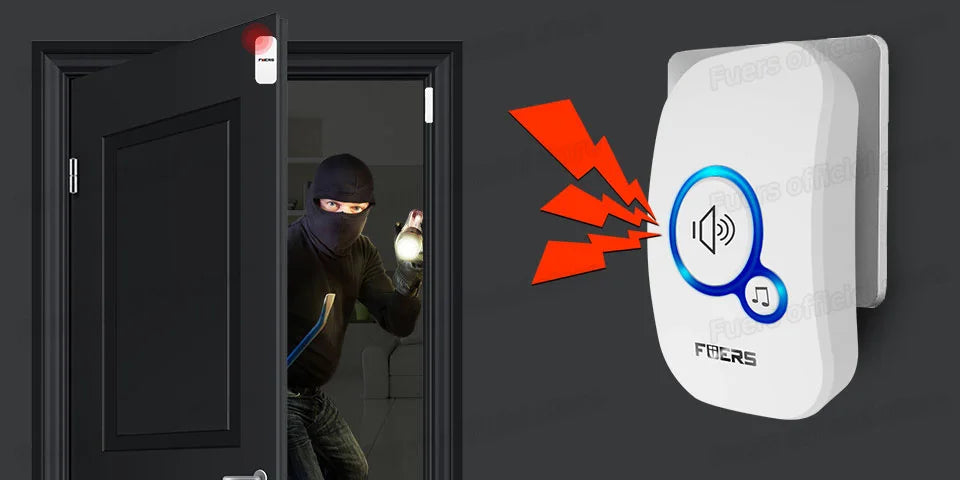 Fuers Wireless Doorbell Waterproof Door Chime Kit Welcome Chime Home Door Bell Intelligent 32 Songs Melodies Sound And LED