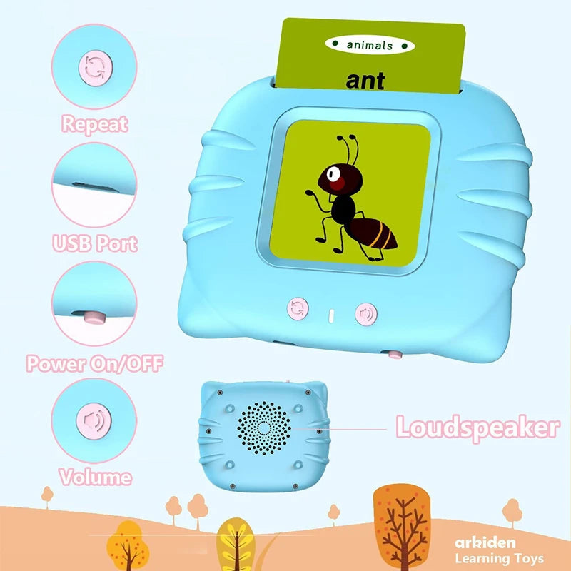 Alphabet Talking Flash Cards Educational Learning Interactive Memory Card Machine French Russian Italian Speech Toys For Kids