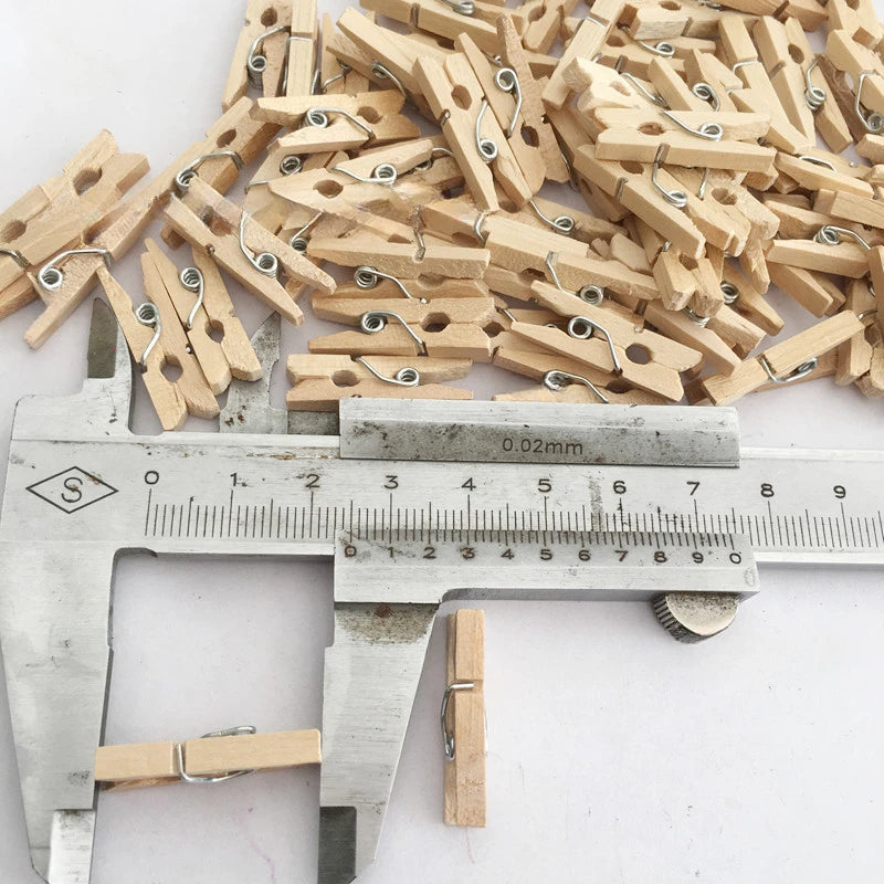 Mini 25mm Natural Wood Clip Clothes Organizer Photo Clip Clothespin Clothespin Wedding Party Wooden Clip  Pendant 10/100 Pcs