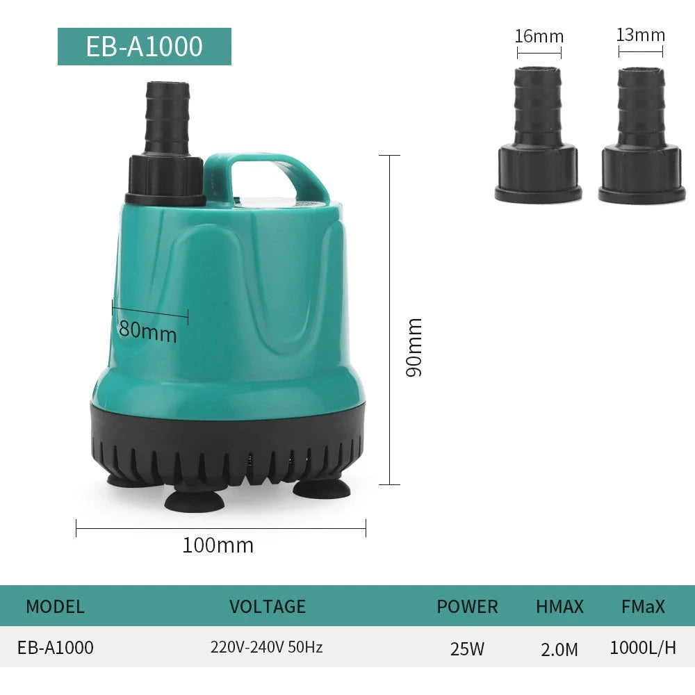 5/8/18/25/40/60/90W Fish Tank Bottom Suction Submersible Pump Bottom Filter Silent Suction Feces Change Pump Multi-function Pump