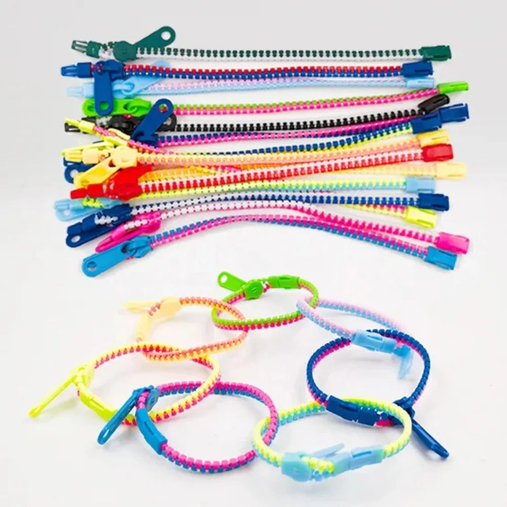 12/24 Pcs Antistress Zipper Bracelet Autism Hand Sensory Fidget Toys Party Favors for Kids Birthday Baby Shower Goodie Bags Gift