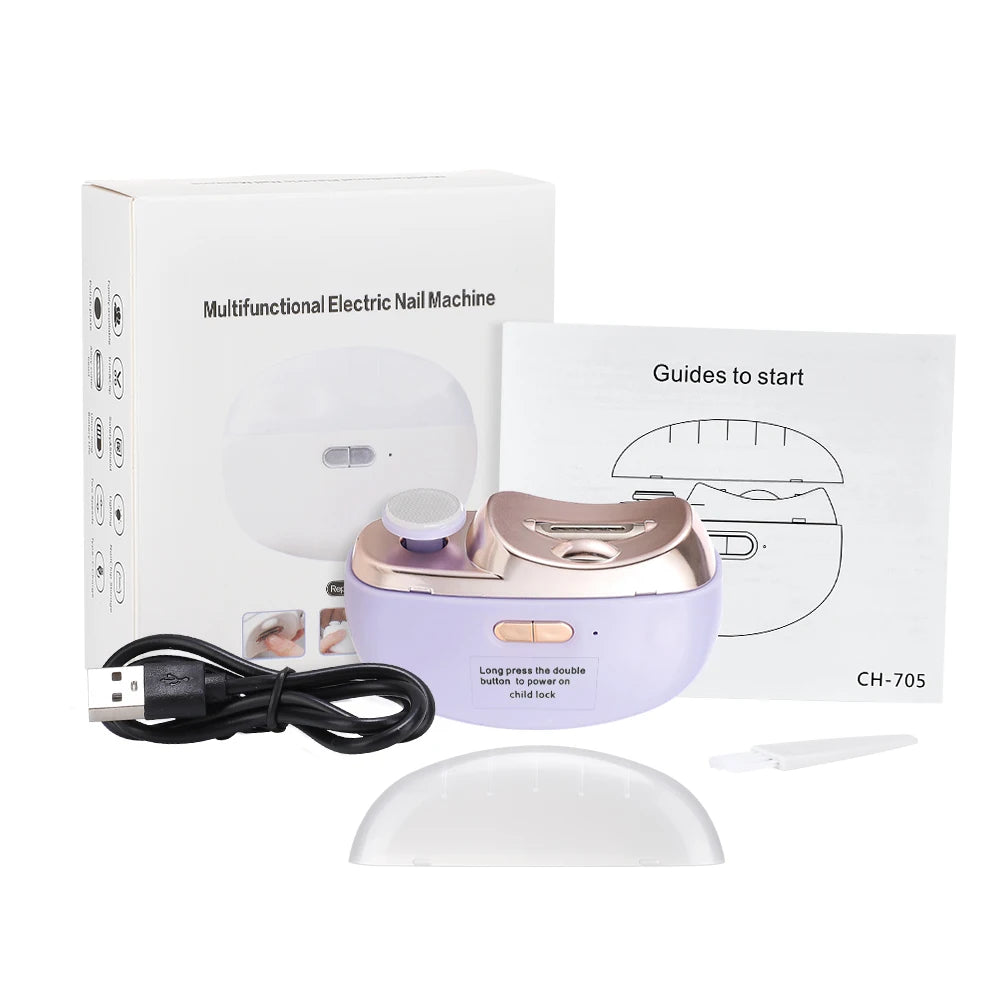 2 in 1 Electric Nail Clipper Grinding and Polishing Multifunctional Portable Automatic Nail Grinder Electric Manicure Tool