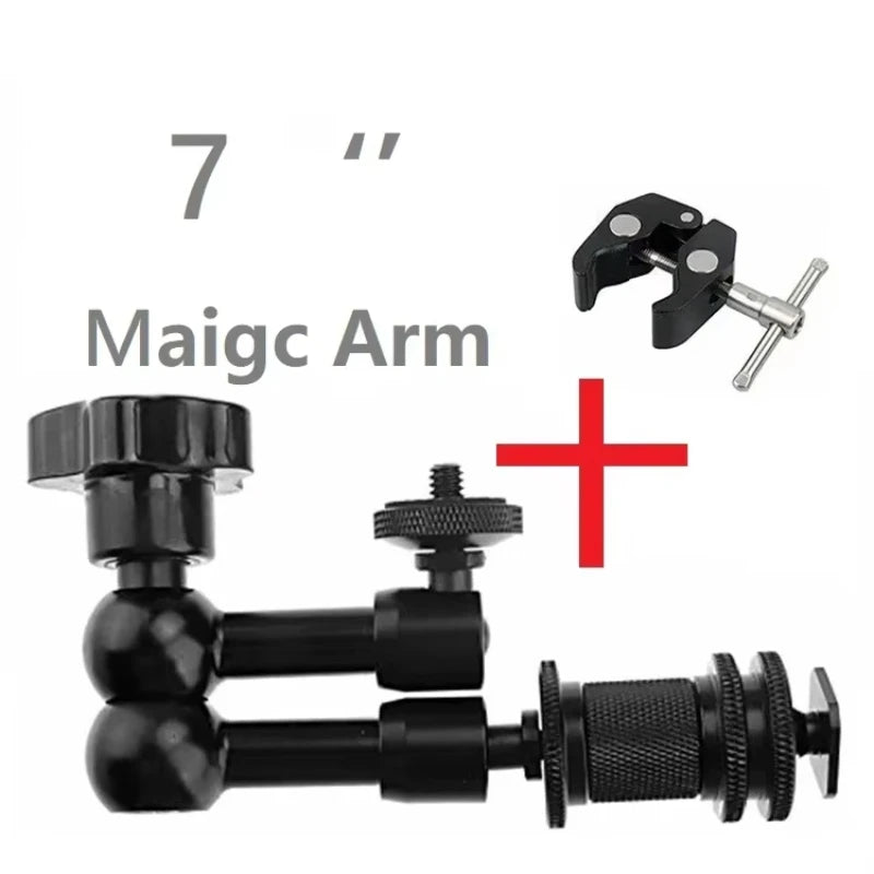 Super Clamp 7/11 inches Adjustable Magic Articulated Arm for Mounting Monitor LED Light LCD Video Camera Flash Camera DSLR