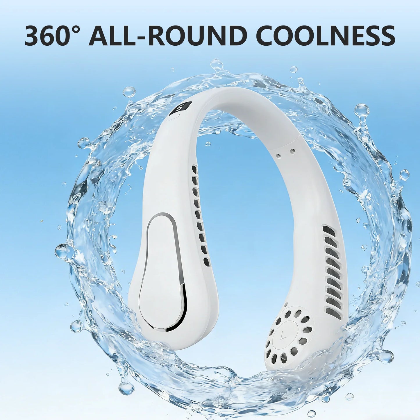 The New JKUOO Portable Bladeless Neck Fan, Fifth Generation LazyRechargeable Small Fan - Features Infinite Speed , 1200Mah Batte