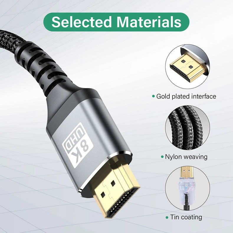 Ultra High Speed HDMI Cable For TV Laptop PC PS4 PS5 Nintendo Switch 8K 60HZ 4K 120HZ HDR HDCP 5M 7M 1 2 3 5 7 Meters Long Cord