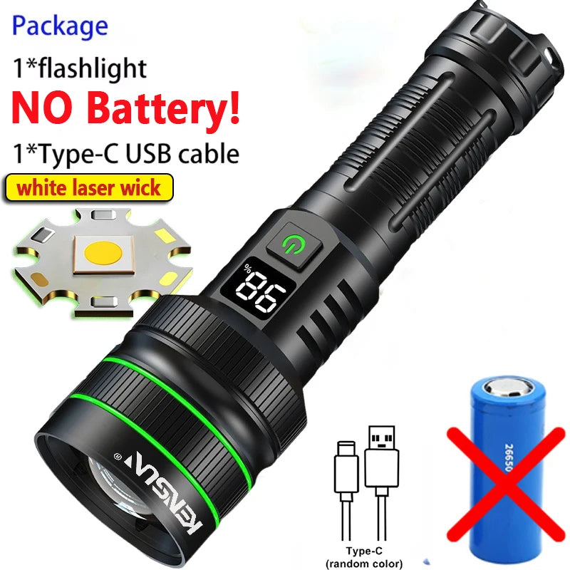 hit product long-range kilometer ultra bright flashlight, outdoor waterproof high-power strong light flashlight, rechargeable