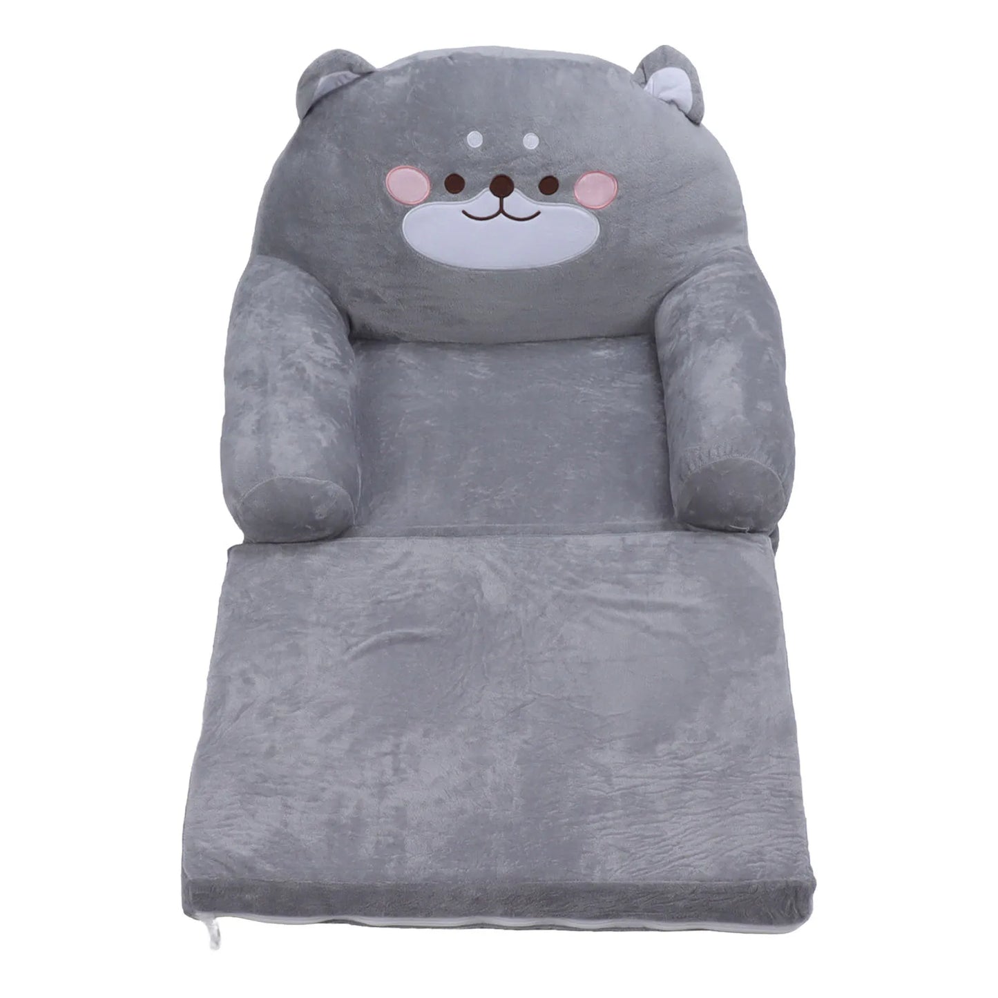 Gray Kids Sofa Easy To Clean Soft Breathable Toddler Chair Stable Backrest Cartoon Gray Dog  Wide Handle for Relaxing