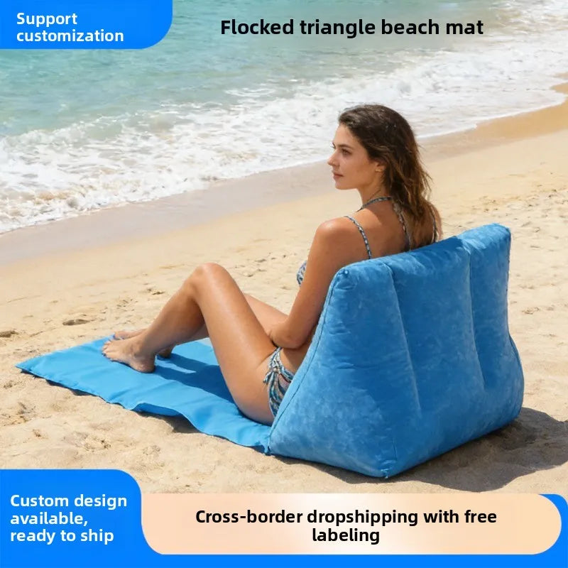 Inflatable Beach Mat, Inflatable Pvc Flocking Inflatable Triangle Pad, Flocking Triangle Pad, Inflatable Beach Cushion