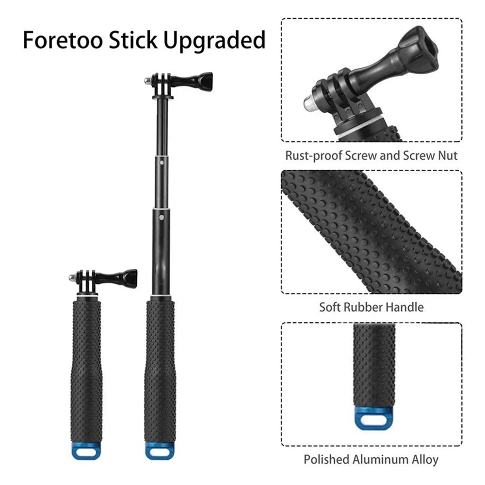 Aluminum Alloy Monopod Selfie Stick Hand Grip Pole for GoPro Hero 13 12 11 10 9 8 7 Insta360 SJCAM AKASO DJI OSMO Action Camera