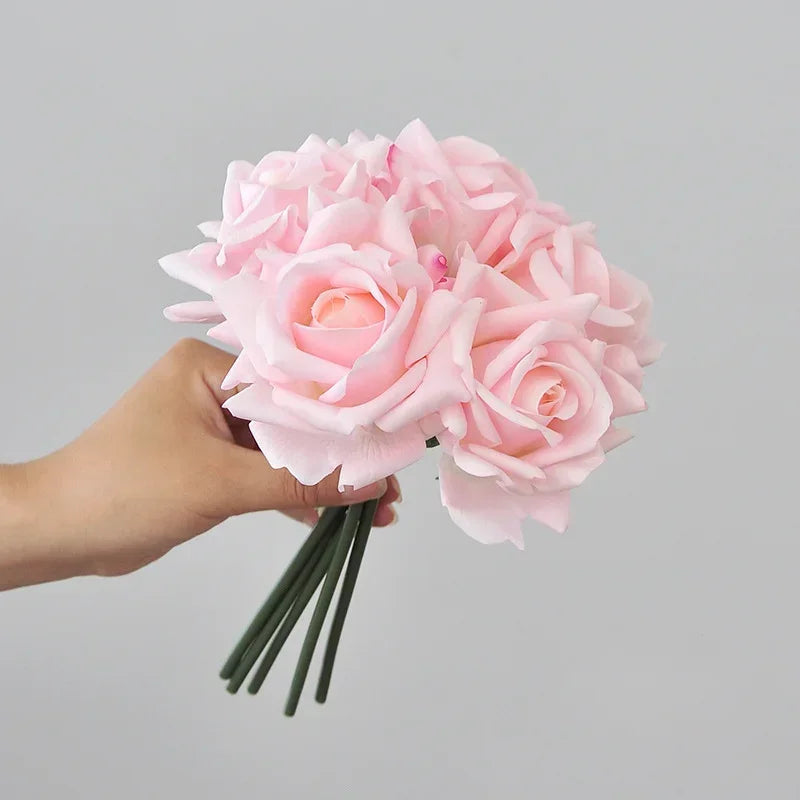 5 Head Curled Rose Bouquet with Artificial Moisture Sensation High-end Silk Flower Home Decoration Wedding Decoration
