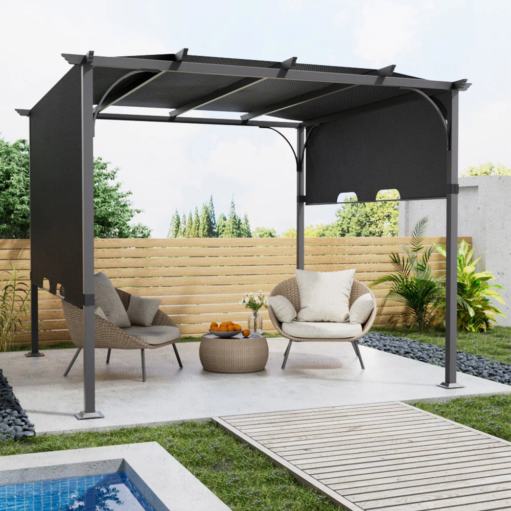 Voltsify Outdoor Pergola with Adjustable Canopy for Courtyard Terrace Garden