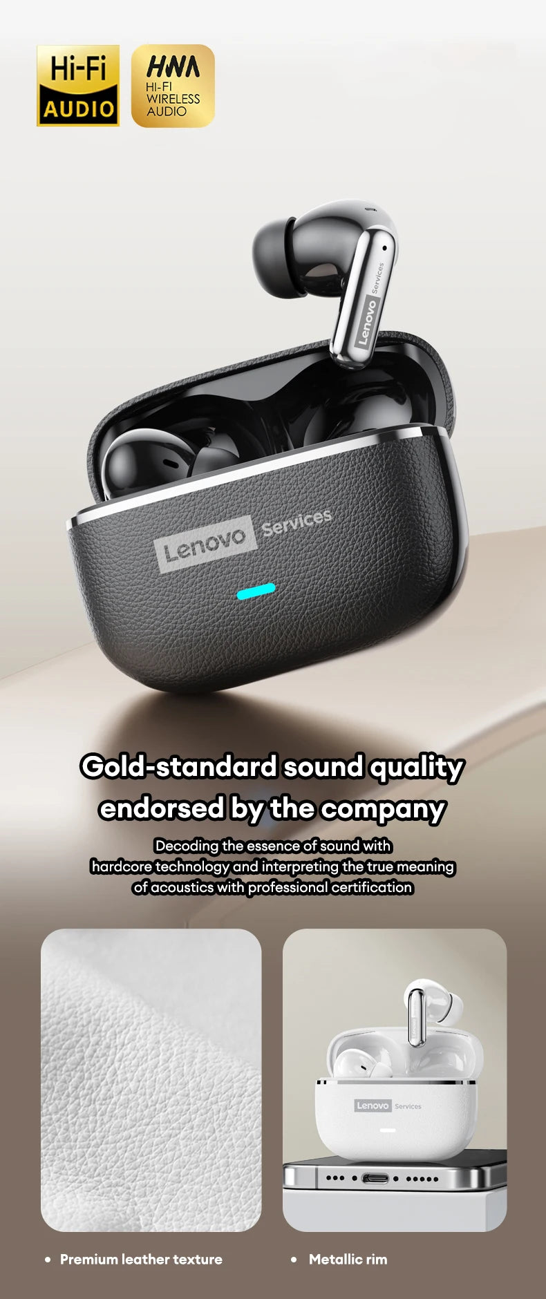 Lenovo LE208 Wireless Earphones ENC Noise Cancellation Mic Bluetooth V6.0 HIFI Headphone HIFI Sound Headphone HD Call With Mic