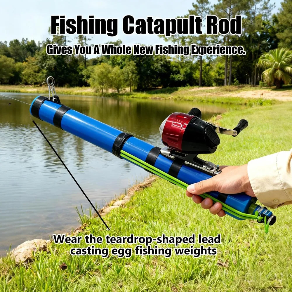 Compact Fishing Catapult Rod Extendable Portable Fish Bait Launching Equipment Sturdy Lightweight Catapult Fishing Reel