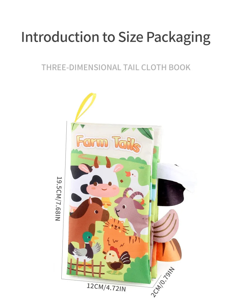 Baby Cloth Book Toys Cartoon Animals Tail  Educational Ringed Paper Cloth Book Toys Enlightenment Baby Toys 0-12 Months Gifts