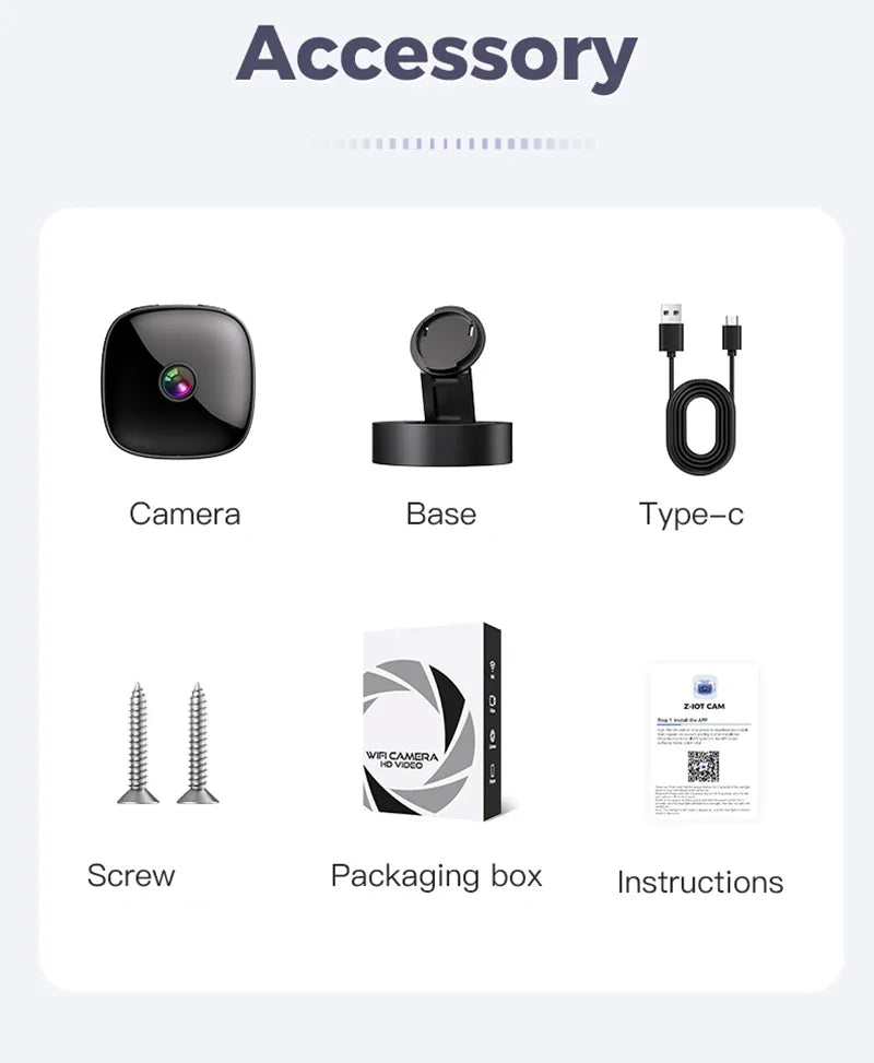 Lenovo Security Monitoring High Definition 360 ° Rotating WiFi Mini Camera No Need for Plug Night Vision Smart Home 2026 NEW