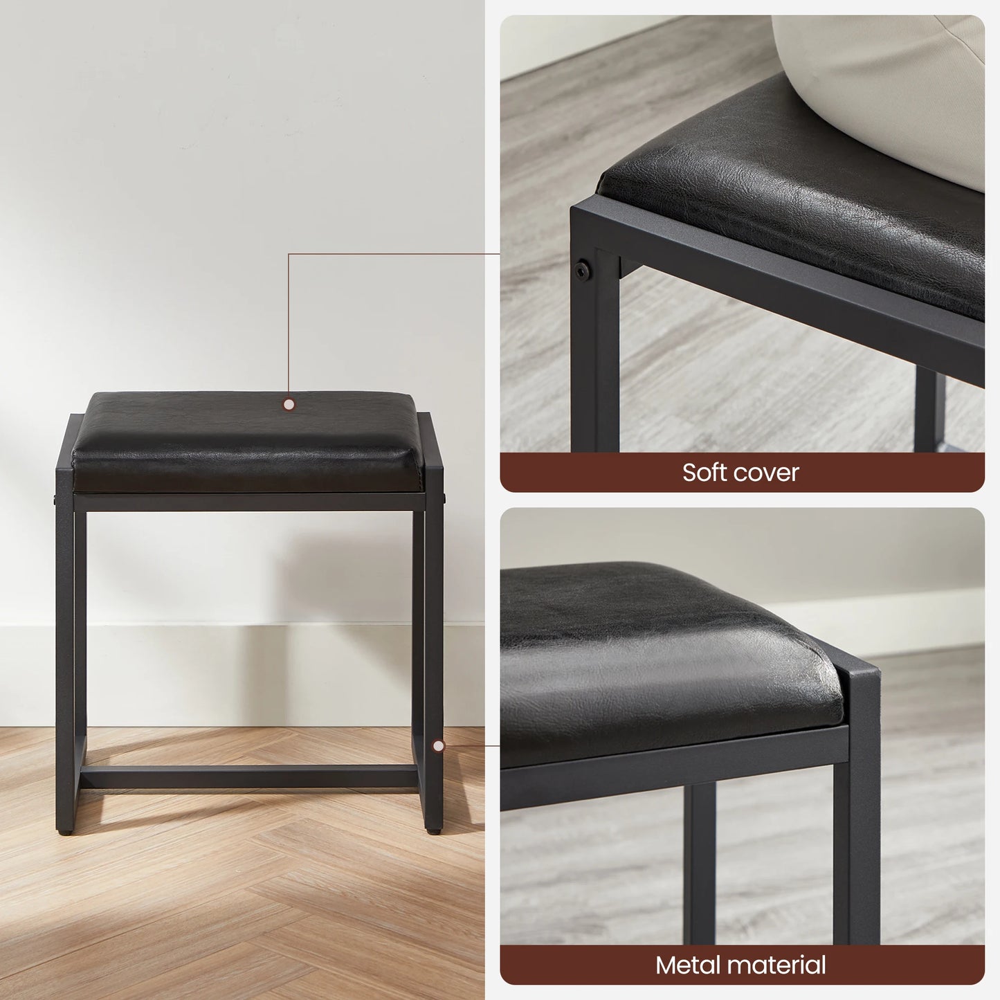 VASAGLE Dressing table with 3-piece folding mirror, hair dryer holder, cosmetic table with padded stool, 3 drawers