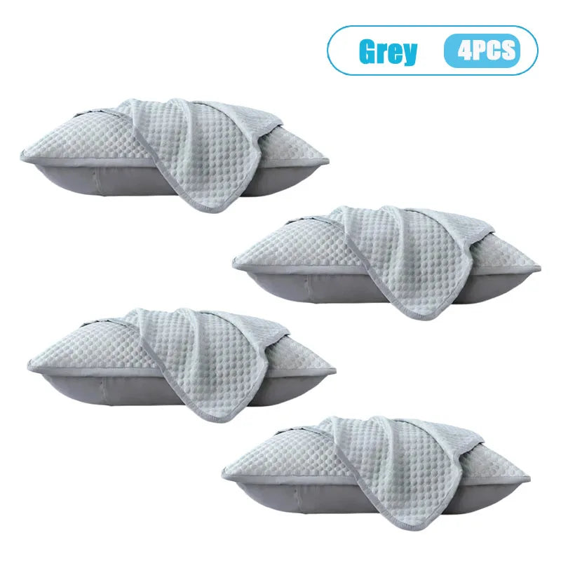 Summer Cooling Ice Silk Pillowcase with Cool Beads Solid Color Washable Breathable Pillow Cover for Home Bedroom