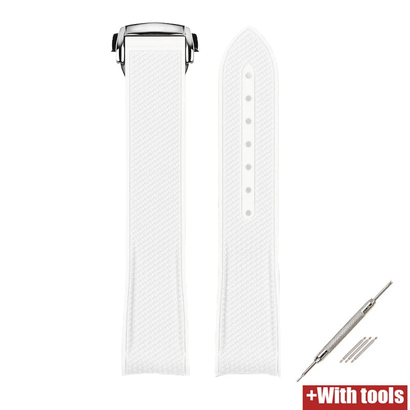 Curved End Strap 20mm for Omega X Swatch Joint MoonSwatch Sport Silicone Rubber Folding Buckle Watch Band for Seamaster 300