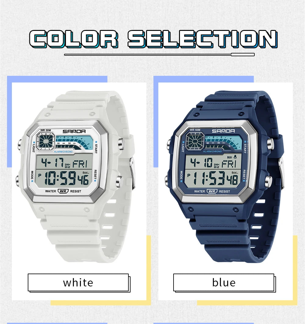 SANDA Outdoor Sport Electronic Watch Men Multifunction Watches Alarm Clock Chrono Waterproof LED Digital Double Time Watch