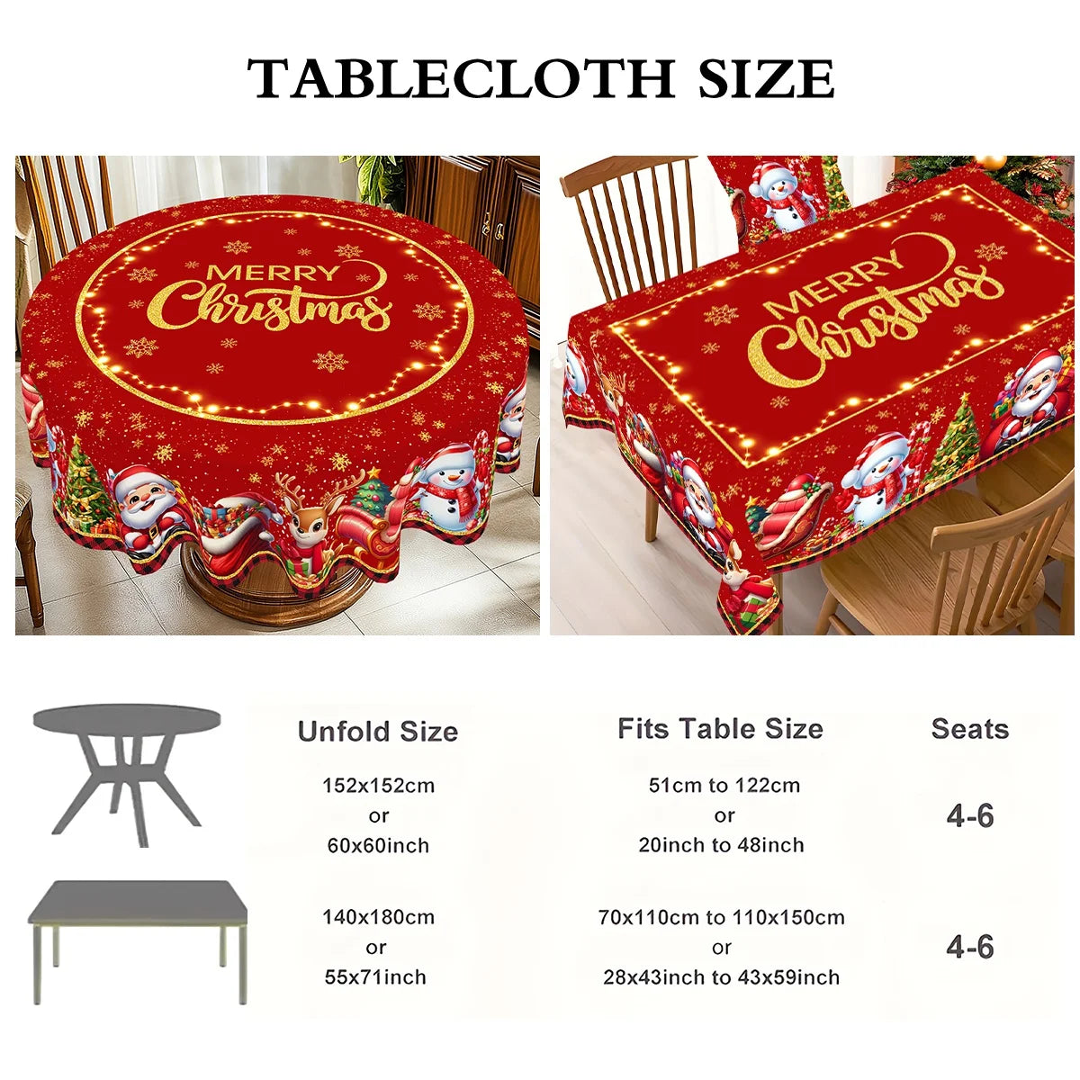 Christmas Santa Claus Tablecloth Merry Christmas Decoration For Home 2025 Navidad Kerst Noel Xmas Table Decor New Year 2026 Gift