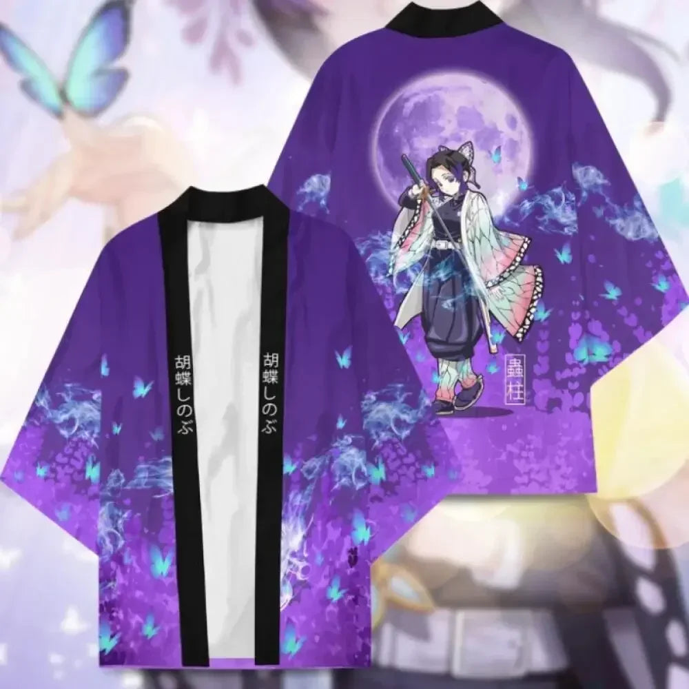 Summer Devil Killer Cosplay Male Japanese Anime 3D Printed Casual Half Sleeved Top Cardigan