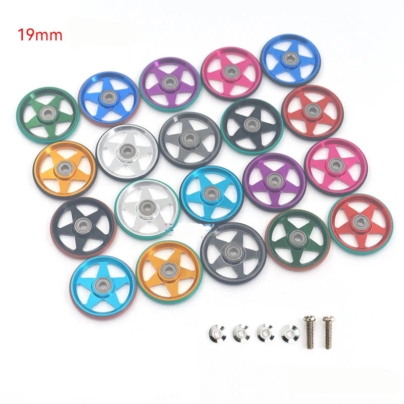 2pcs 15418 13-12mm Aluminum Alloy Guide Rollers 15461/15426 2023Jcup 95160 19mm Roller With Rubber Ring Tamiya Mini 4WD Homemade