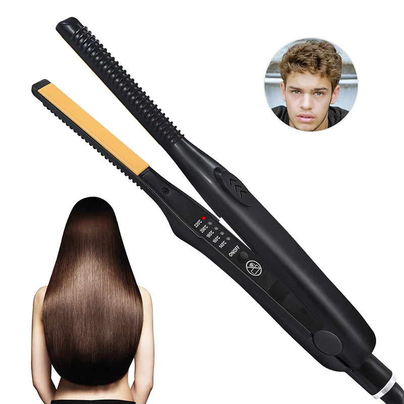Mini Teddy Wave Hair Straightener Thin Pencil Flat Iron Titanium Professional Salon Hair Curler for Short Hair