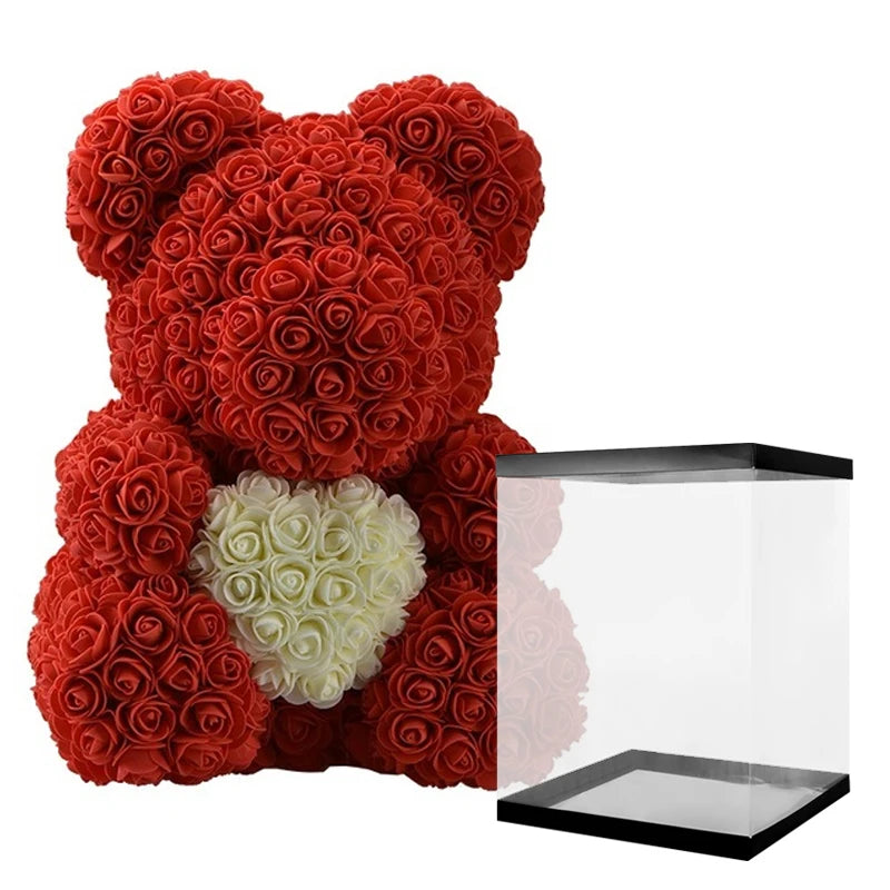 Girlfriend Gifts 25cm/40cm Soap Foam Bear Rose Teddy Rose Bear Artificial Flowers Wedding Birthday Valentines Gift for Women