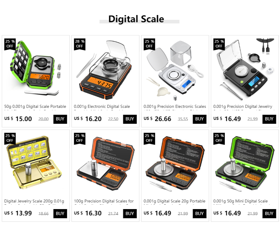 Brifit Electronic Digital Scale 0.001g/50gMini Scale Precision Professional Pocket Scale Milligram with 50g Calibration Weights