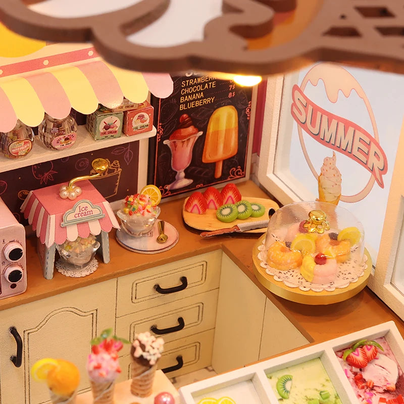 DIY Wooden Miniature Doll House Small House Kit 3D Puzzle Assembly Building Kits With Furniture LED Dollhouse Toys For Gifts