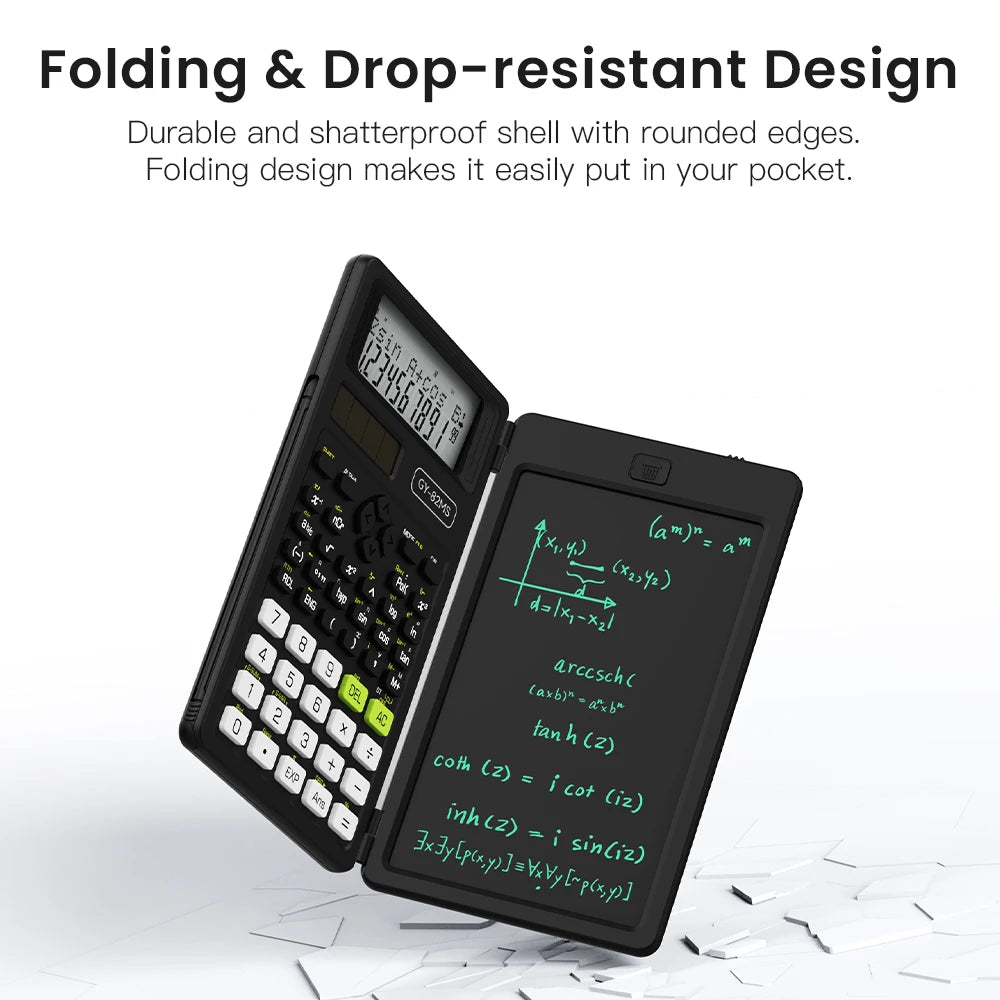 2-In-1 Foldable Scientific Calculator & 6 inch Writing Tablet 82MS 240 Function LCD Display For College Office Student Teacher