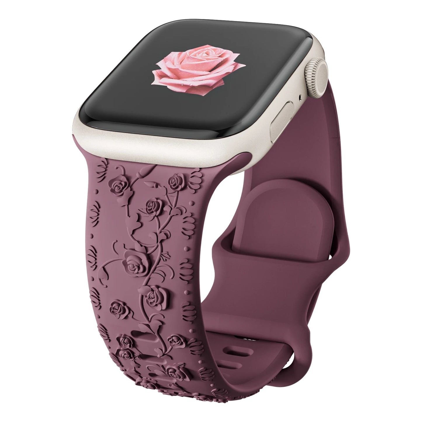 For Apple Watch Band 42mm 41mm 40 45mm 49mm 44mm Floral Engraved bracelet correa for iwatch series11 10 9 7 SE 6 8 Ultra 2 Strap